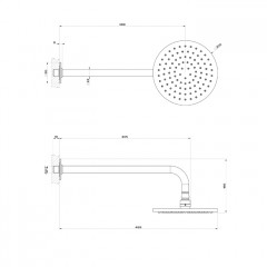 GESSI INCISO Душевая головка настенная, шарнирная на 1/2", 200мм, цвет: nero XL