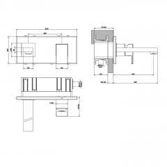 Gessi Rettangolo Встраиваемый однорычажный смеситель, излив 146мм(внешние части), цвет: черный