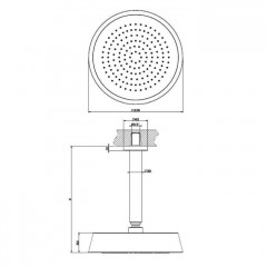 Gessi Cono Душевая головка потолочная, высота изготавливается под заказ, с защитой от известкового налёта, цвет: хром