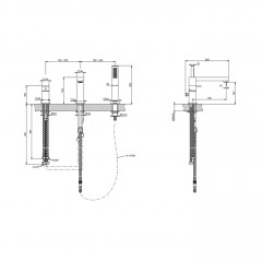 Gessi Rettangolo Смеситель для ванны на 3 отверстия, с переключателем, изливом 195мм и ручным душем, цвет: черный