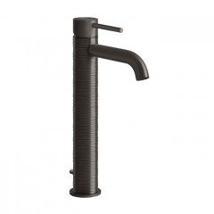 GESSI 316 Смеситель для раковины на 1 отверстие, высокий, h=305мм, с донным клапаном, излив 123мм, цвет: brushed black metal pvd