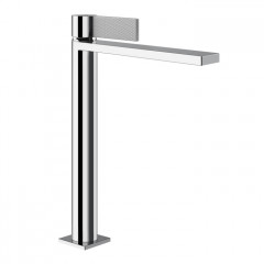 GESSI INVERSO DIAMANTATO Смеситель для раковины высокий с донным клапаном "Stop&Go" и соединительными шлангами, цвет: хром