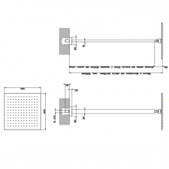 Gessi Rettangolo Верхний душ для потолочного крепления 300x300мм, СПЕЦРАЗМЕР-УКАЖИТЕ (высота от 115 до 1865мм), цвет: хром