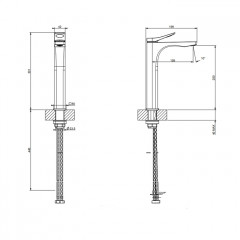 GESSI Rilievo Смеситель для раковины на 1 отв. без донного клапана h=301мм, излив 159мм , цвет: nero XL