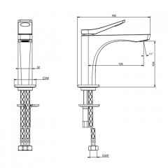 GESSI Rilievo Смеситель для раковины на 1 отв. без донного клапана h=153мм, излив 126мм , цвет: хром