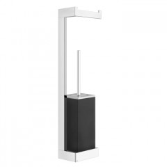 Gessi Rettangolo Стойка с держателем для туалетной бумаги и ершиком, подвесная, цвет: хром/черный