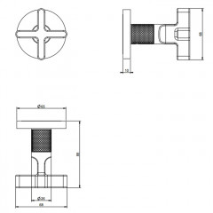 GESSI INCISO Запорный кран для термостатического смесителя высокой производительности, резьба 3/4"(внешняя часть), цвет: nero XL