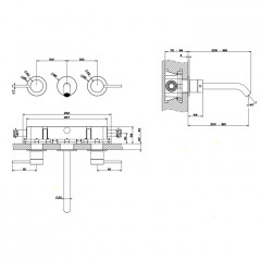 GESSI 316 Встраиваемый смеситель с изливом 200-180мм (внешние части), цвет: steel brushed