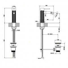 GESSI 316 Смеситель для биде на 1 отверстие с донным клапаном, излив 118мм, цвет: steel brushed