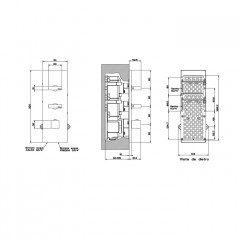 Gessi Rettangolo Встраиваемый термостат, подключение на 3/4", с 2мя независимыми выходами(внешние части), цвет: черный