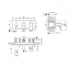 Gessi Rettangolo K Встраиваемый смеситель с изливом, подводом воды, держателем лейки и переключателем PULL(внешние части), цвет: черный