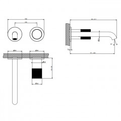 GESSI HABITO DIAMANTATO Смеситель для раковины настенный встраиваемый, однорычажный, цвет Brushed Brass PVD