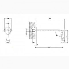 Gessi Goccia Настенный излив 250мм, для монтажа с удаленным управлением 33700/33743 (не входит в комплект), цвет: хром