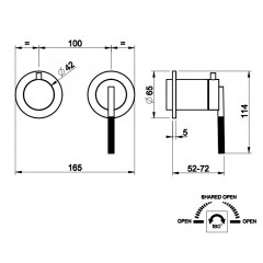 Gessi Ingranaggio Встраиваемый однорычажный смеситель на 2 выхода с перекл. (внешние части), цвет: Black XL