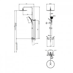 GESSI MINIMALISTIC SHOWER Душевая стойка с термостатическим смесителем, верхним душем 300 мм., ручным душем и шлангом 1500 мм., цвет хром