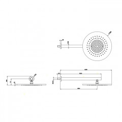 GESSI 316 Душевая головка шарнирная для настенного крепления на 1/2", 350мм, цвет: steel brushed