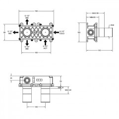 GESSI Встраиваемая часть для термостатического смесителя для душа, цвет Steel brushed