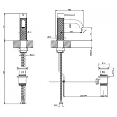 GESSI 316 Смеситель для раковины на 1 отверстие с донным клапаном, излив 123мм, цвет: brushed black metal pvd