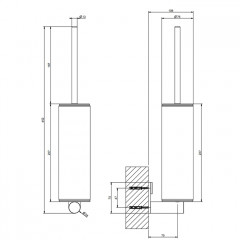 GESSI 316 Ершик настенный черный, фурнитура Black XL