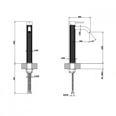 GESSI 316 Смеситель для раковины на 1 отверстие, высокий h=305мм, без донного клапана, излив 123мм, цвет: steel brushed