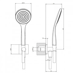 GESSI Rilievo Душевой комплект, состоящий из вывода воды на1/2", держателя, шланга 1,50 м и душевой лейки, цвет: хром