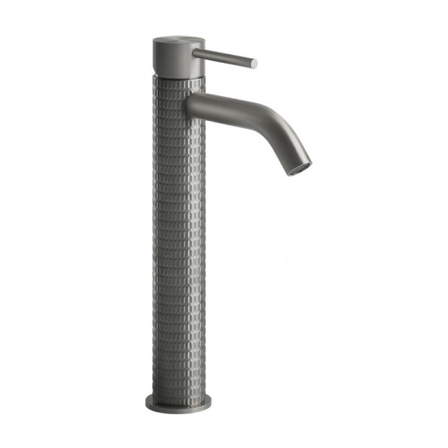 GESSI 316 Смеситель для раковины на 1 отверстие, высокий h=305мм, без донного клапана, излив 123мм, цвет: steel brushed