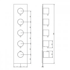 GESSI 316 Встраиваемый термостатический смеситель на 4 источника, резьба 3/4" (внешние части), цвет: Black XL