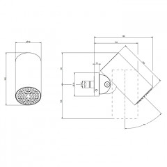 GESSI 316 FLESSA Верхний душ 79 мм., с настенным креплением, тропический ливень, цвет Black Metal Brushed PVD