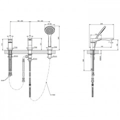 GESSI Rilievo Смеситель на борт ванны на 3 отв, с убирающаяся душевой лейкой , цвет: хром