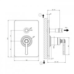 GESSI VENTI20 Смеситель встраиваемый, однорычажный, с переключателем на 2 положения, внешняя часть, цвет Aged Bronze