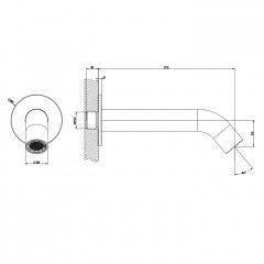 GESSI 316 Излив для ванны 172мм на 1/2", с удаленным управлением (не входит в комплект), цвет: steel brushed
