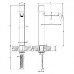 GESSI HABITO CESELLO Смеситель для раковины высокий ,без донного клапана, с соединительными шлангами, цвет Matte Black