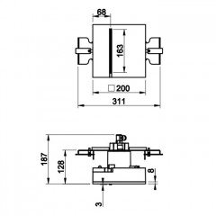 GESSI BINARIO Модуль 200х200 мм., водопад, установка Shift-Fix, цвет Mirror Steel