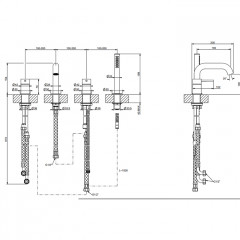 GESSI 316 Смеситель для ванны на 4 отверстия, с переключателем, изливом и шлангом 1,50 м, цвет: brushed black metal pvd