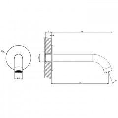 GESSI 316 Настенный излив 146мм на 1/2", комбинируемый с удаленным управлением (не входит в комплект), цвет: Black XL