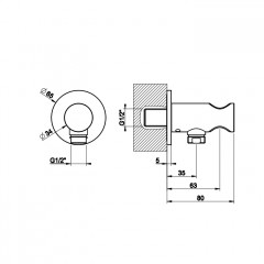 Gessi Ingranaggio Держатель для душевой лейки с выводом воды, цвет: Brushed Brass PVD