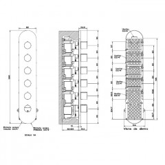 Gessi Tondo Встраиваемый термостат для душа, с 5ю независимыми выходами, верт/гориз установка, (внешние части), цвет: хром