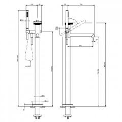 GESSI Anello Смеситель напольный для ванный, цвет Black Metal Brushed PVD(без внутренней части)