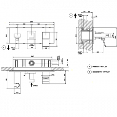 Gessi Rettangolo K Встраиваемый смеситель однорычажный, подводом воды, держателем лейки и переключателем PUSH(внешние части), цвет: хром