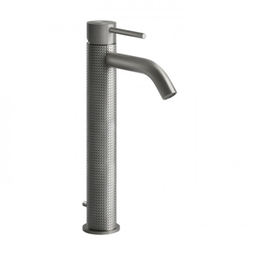 GESSI 316 Смеситель для раковины на 1 отверстие, высокий, h=305мм, с донным клапаном, излив 123мм, цвет: steel brushed