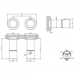 GESSI HABITO UNITO Смеситель настенный встраиваемый, термостатический, с переключателем на 3 положения, внешняя часть, цвет Warm Bronze Br. PVD