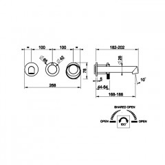 Gessi Anello Встраиваемый однорычажный смеситель на 2 выхода с перекл. и изливом (внешние части), цвет: хром