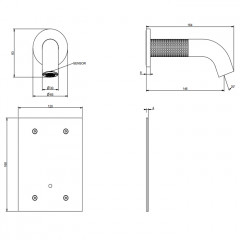 GESSI 316 CESELLO Смеситель для раковины настенный, электронный, излив 146 мм., внешняя часть, цвет Steel Brushed