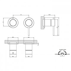 GESSI 316 Встраиваемый смеситель, на 2 источника (внешняя часть), цвет: Black Metal Brushed PVD