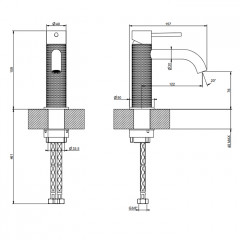 GESSI 316 Смеситель для раковины на 1 отверстие, без донного клапана, излив 123мм, цвет: brushed black metal pvd
