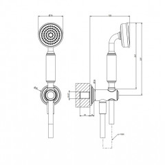 GESSI VENTI20 Комплект для душа с ручным душем, шлангом 1500 мм., держателем с подводом воды, цвет черный матовый