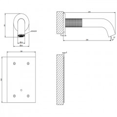 GESSI 316 CESELLO Смеситель для раковины настенный, электронный, излив 200 мм., внешняя часть, цвет Steel Brushed