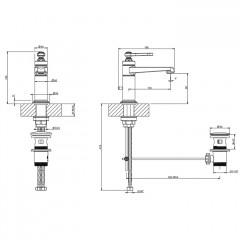 GESSI VENTI20 Смеситель для раковины на 1 отверстие, однорычажный, в комплекте с донным клапаном, цвет Warm Bronze PVD