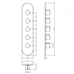 Gessi Tondo Welliness Внешняя часть встраиваем. термостатического смесителя , подкл на 3/4,с гориз/вертик установкой на 4 выхода, цвет хром