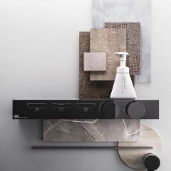 Gessi Hi-Fi Термостат для душа, с включением до 3 источников одновременно (внешняя часть), цвет: Black Metal PVD